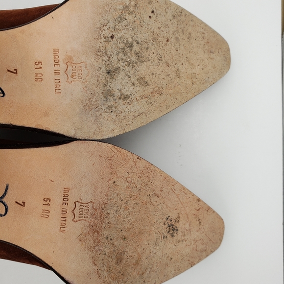 Via Spiga Brown Suede Slip On Cowgirl Boots - Picture 9 of 11